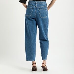 COS tapered leg mid-wash high rise ankle length button fly  jeans